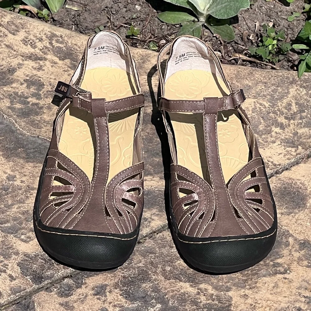 - JBU Sz 7.5 Drift Mary-Jane T-Strap Rugged Dress Sandal! EUC!